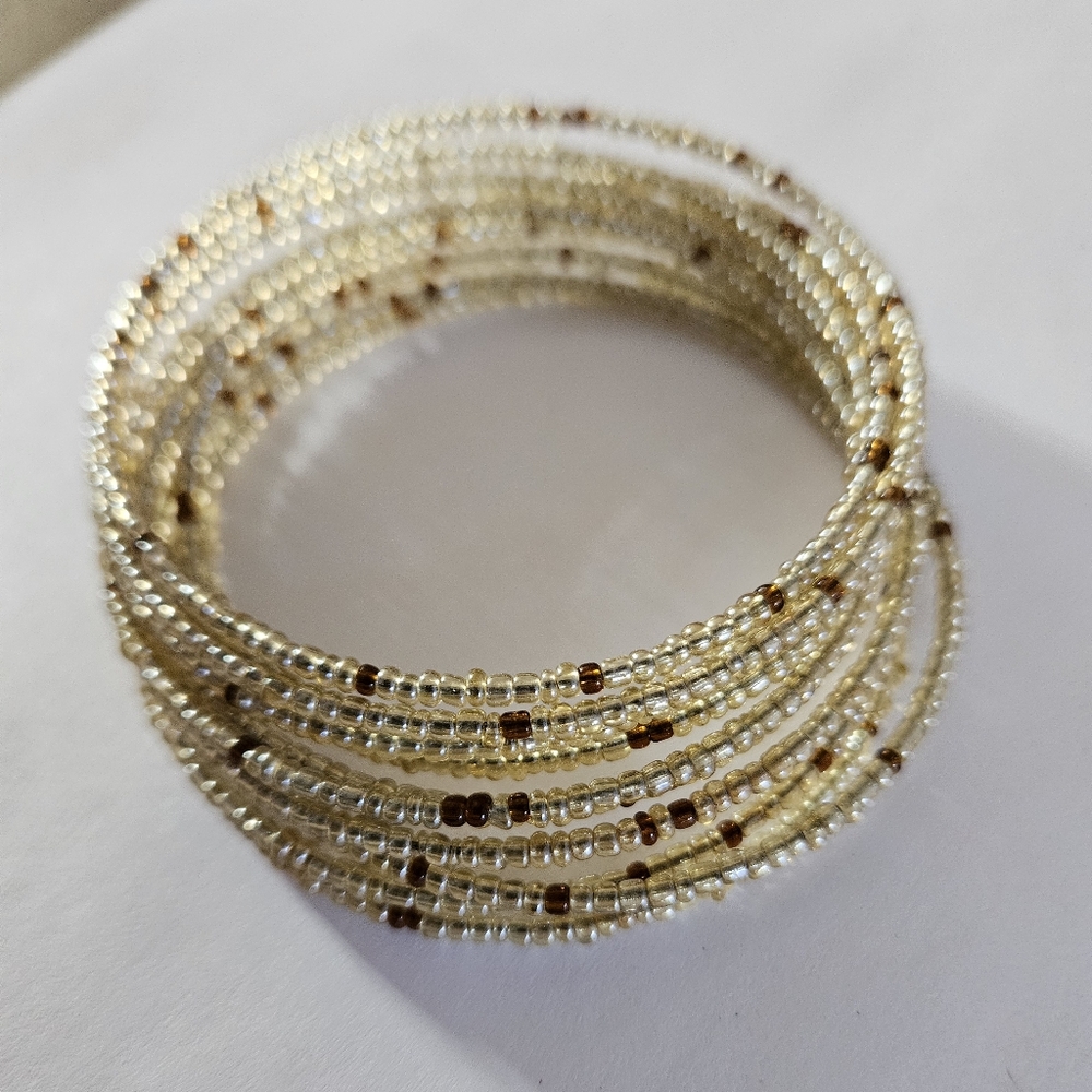 Light beige and brown African beaded bracelet